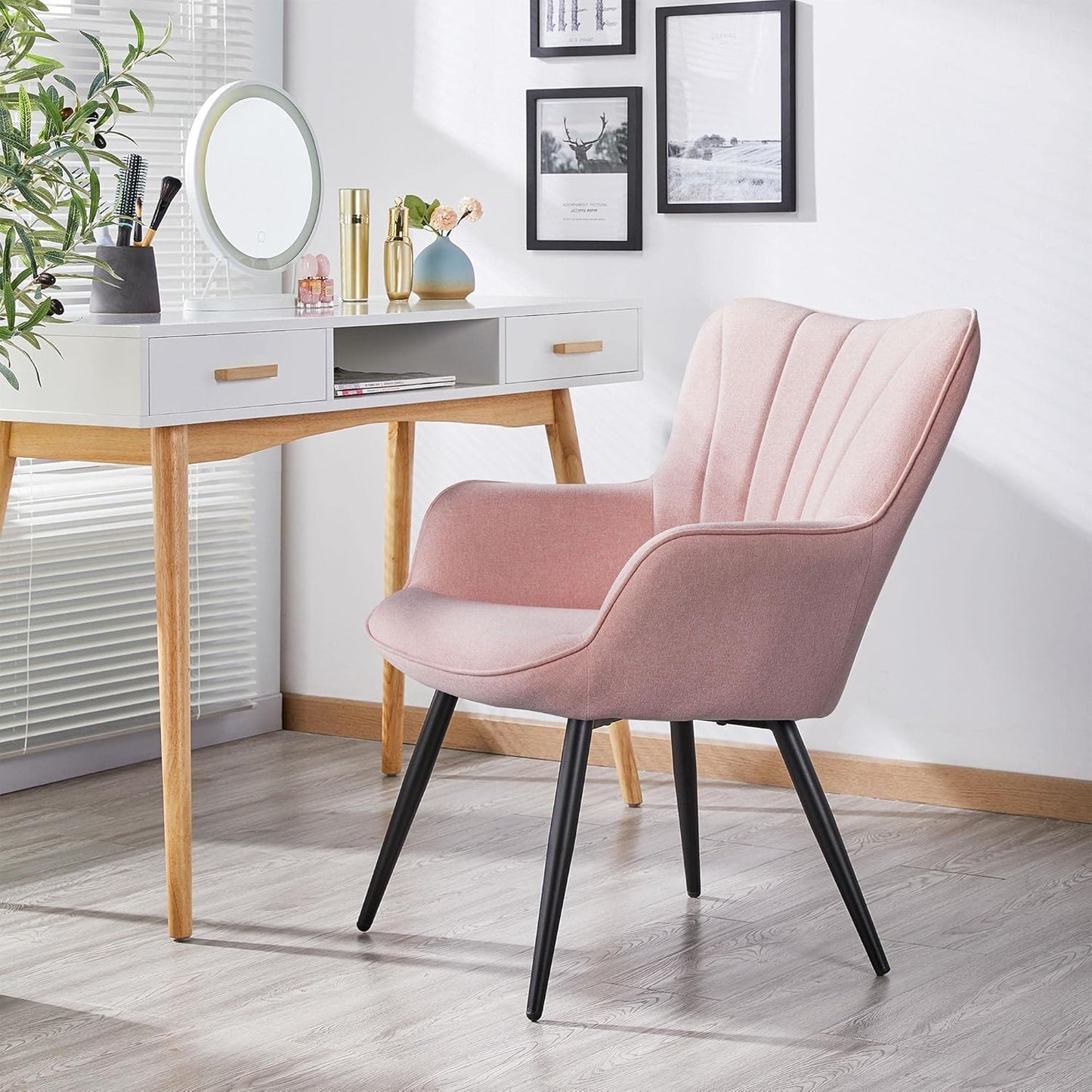 Yaheetech PU Leather Armchair Modern Accent Chair with Metal Legs