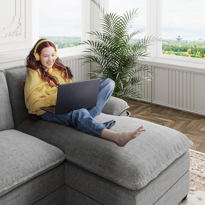 110 Inch U Shaped Sectional Sofa with Double Chaise Black