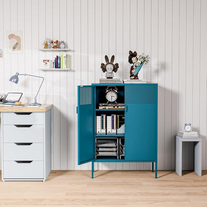 2 Door Storage Sideboard Metal Storage Cabinet with 2 Adjustable Shelf