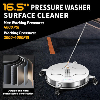 14" Pressure Washer Surface Cleaner with 4 Wheels