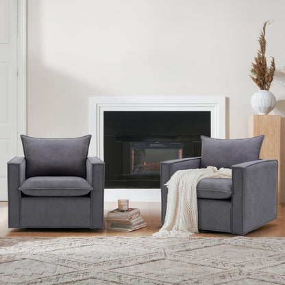 COLAMY Swivel Accent Chair Set 34 Inches Wide Upholstered Arm Chair