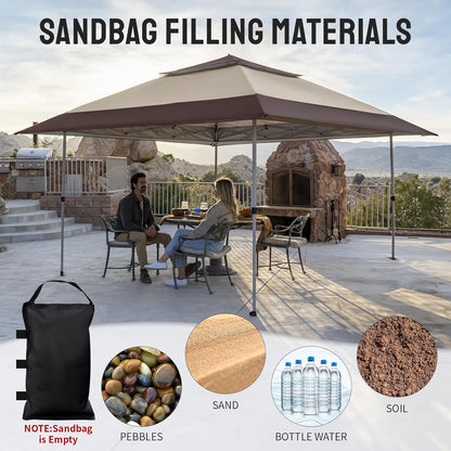 13x13 Pop Up Gazebo Canopy Tent with Wheeled Storage Bag Grey