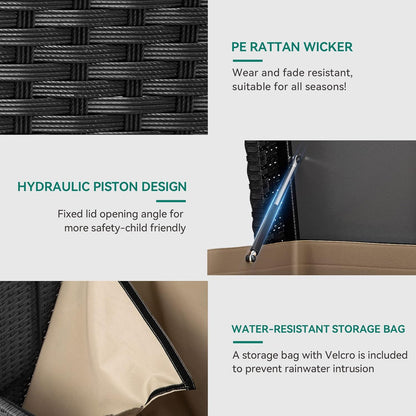 230 Gallon Deck Box XXL Wicker Outdoor Storage Box