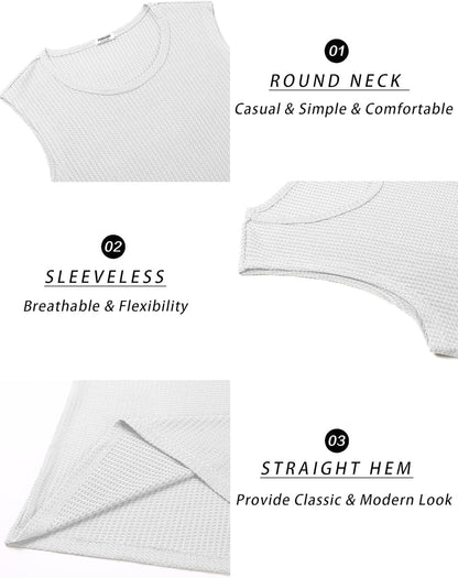 Mens Casual Tank Tops Waffle Knit Sleeveless Shirt Breathable Tank Shirts