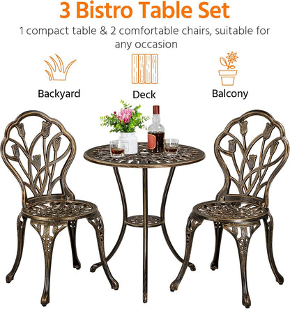 Yaheetech 3-Piece Outdoor Bistro Set w/Floral Design