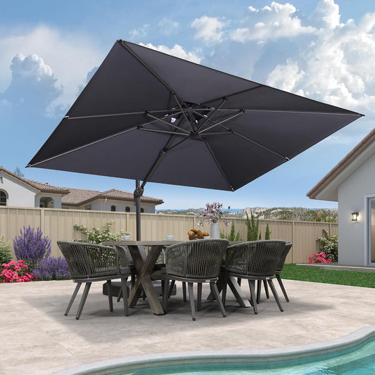 12ft Patio Umbrella with Base Large Outdoor Square Umbrella