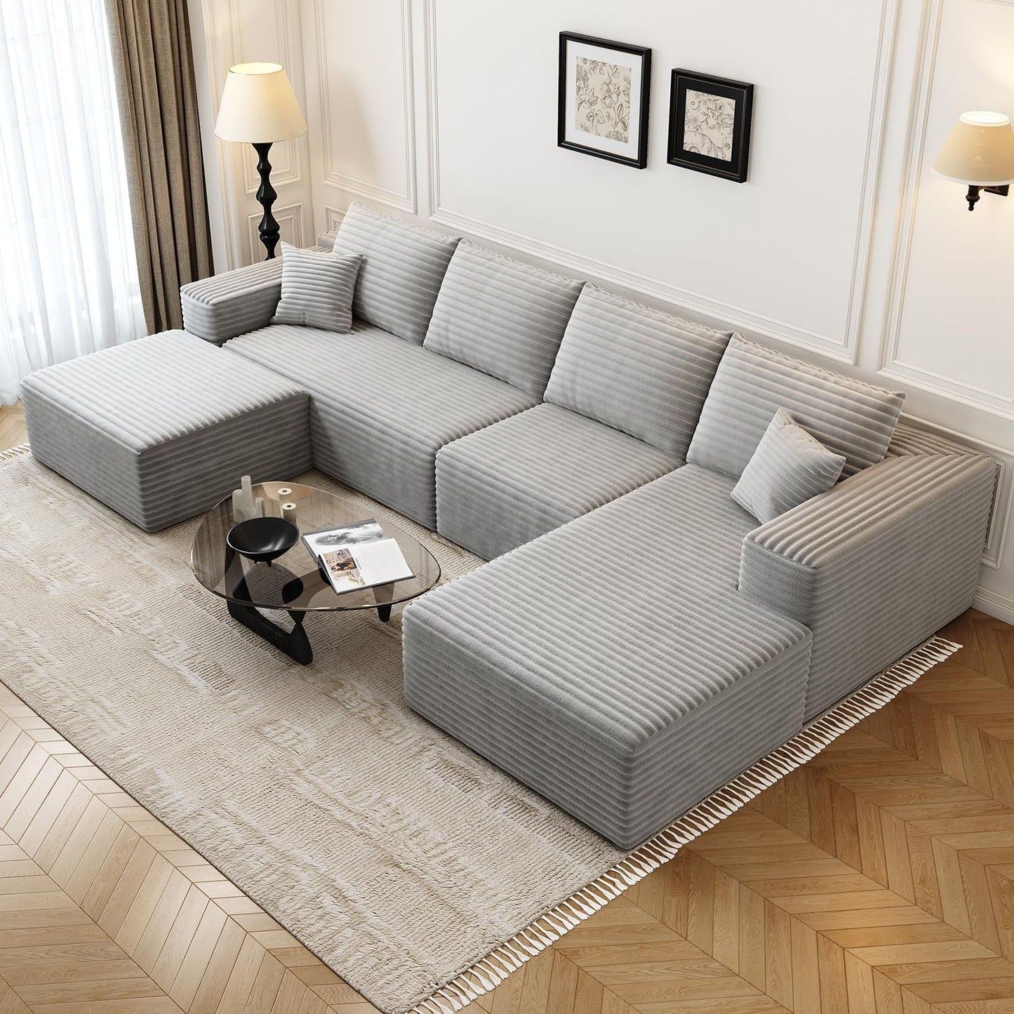 107.5" Cloud Modular Sectional Sofa with 1 Ottoman