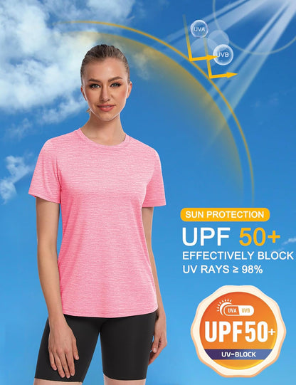 Women's Short Sleeve T Shirts UPF 50+ Sun Protection Athletic Running Workout Tee Tops