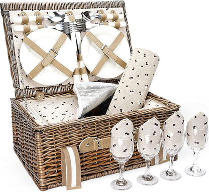 19Pcs Picnic Basket for 2 with Blanket