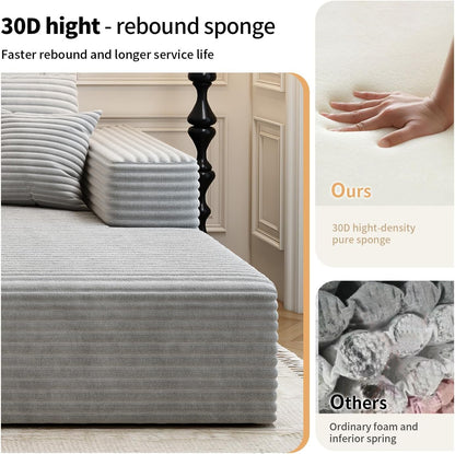 107.5" Cloud Modular Sectional Sofa with 1 Ottoman