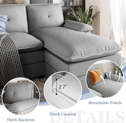 110 Inch U Shaped Sectional Sofa with Double Chaise Black