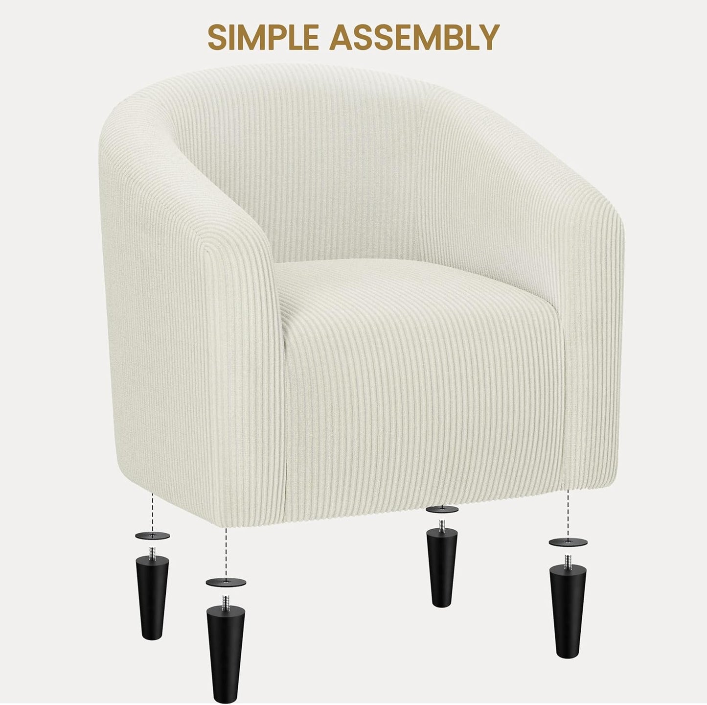 Yaheetech Accent Barrel Chair Boucle Fabric Club Chair