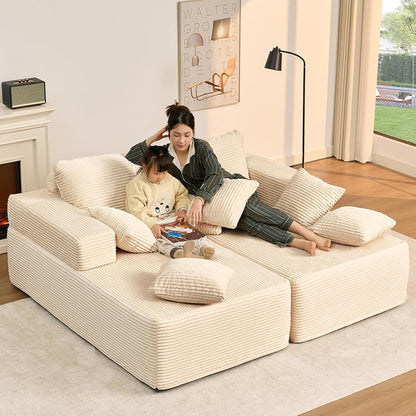 107" Boneless Couch with Deep Seat Cloud Sectional Couch for Living Room