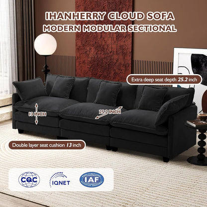 146" U-Shaped Modern Sofa Modular Sectional Cloud Couch
