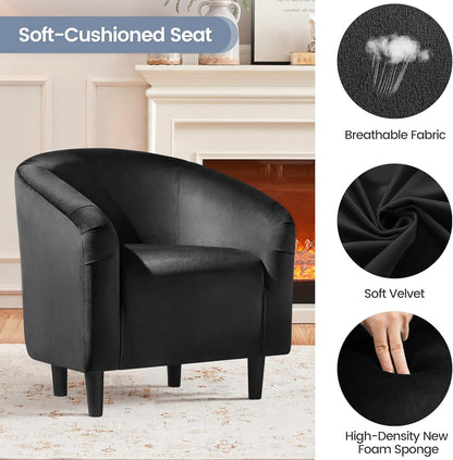 Yaheetech Accent Barrel Chair Boucle Fabric Club Chair