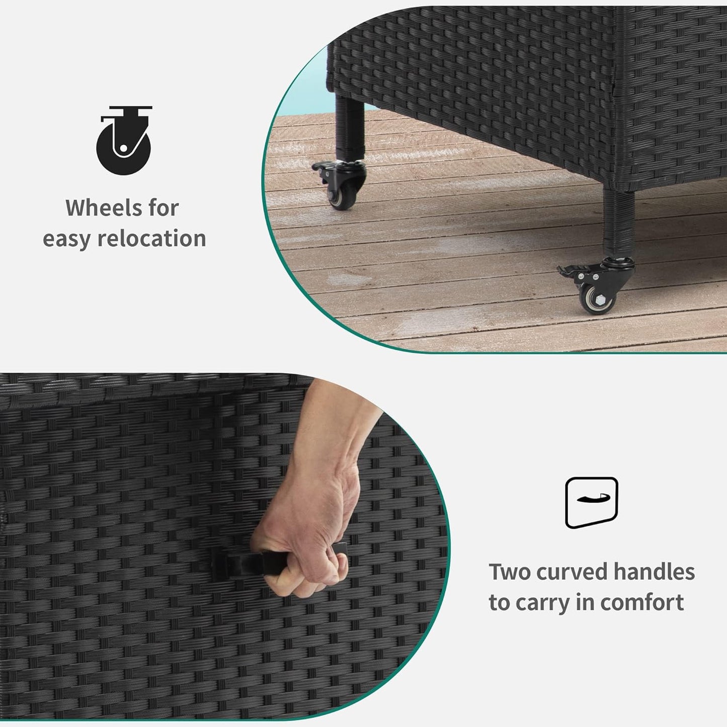 230 Gallon Deck Box XXL Wicker Outdoor Storage Box