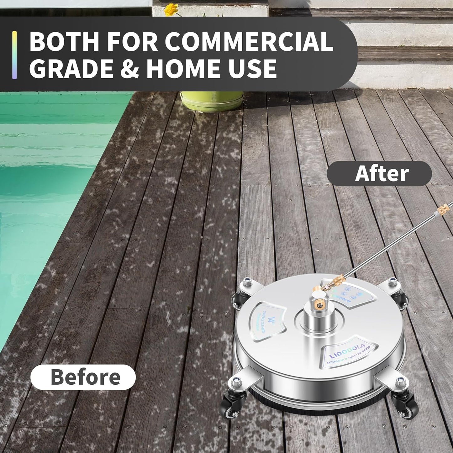 14" Pressure Washer Surface Cleaner with 4 Wheels