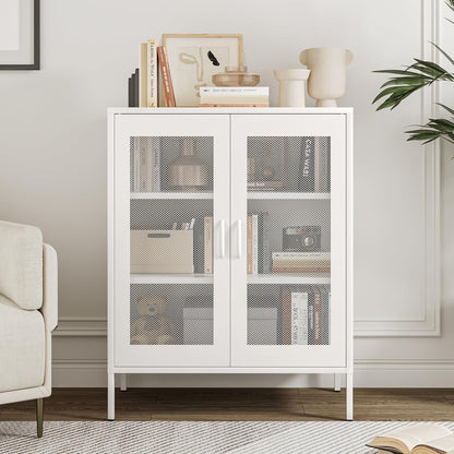 2 Door Storage Sideboard Metal Storage Cabinet with 2 Adjustable Shelf