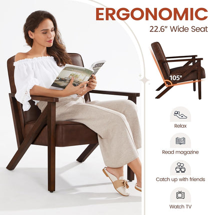 Yaheetech Accent Chair Armchair with Strong Wood Frame