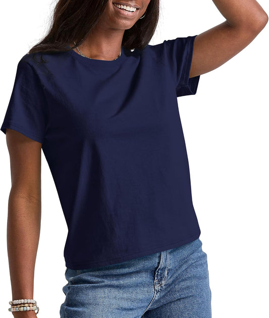 Cotton Crewneck Tee, Classic Fit T-Shirt for Women