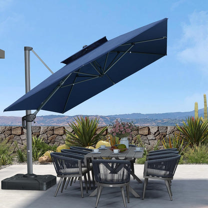 12ft Patio Umbrella with Base Large Outdoor Square Umbrella