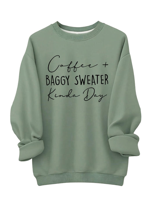 Women's Plus Size Sweatshirt Letter Print Drop Shoulder