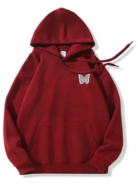 320g Silver Future Butterfly Printed Cotton Hoodie