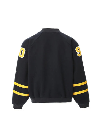 Women's Color Block 3D Embroidery And Patchwork Elements Design Baseball Jacket