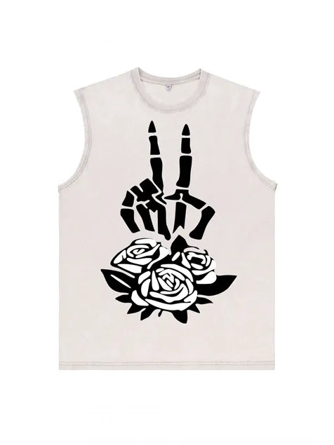 230g Rose Expensive Cotton Wash Old Sleeveless T-shirt for Mom