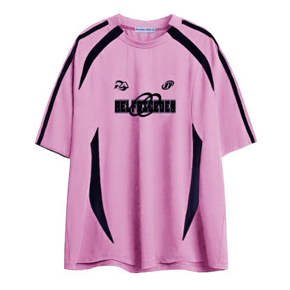 Oversized T Shirt Men 90s Shirt Unisex Streetwear Contrast Color Graphic Tees