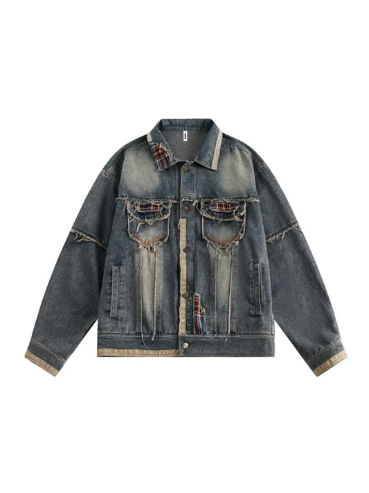 Men's Casual Daily Wear Distressed Denim Jacket
