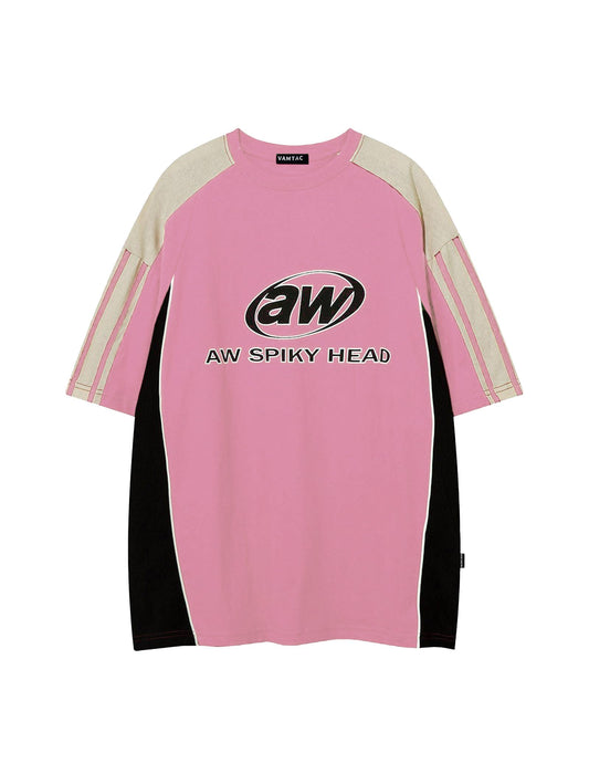 Oversized T Shirt Classic Vintage 90s Contrast Color Graphic Tees Streetwear