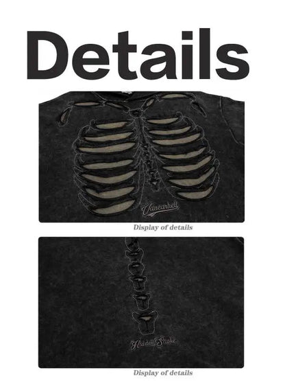 Men's Loose Fit Skull Print Hooded Sweatshirt