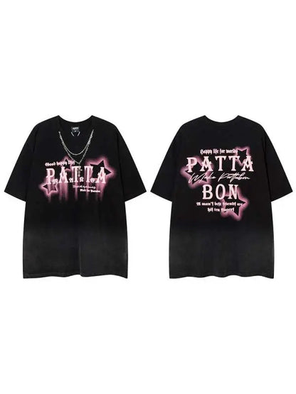 Men's Washed Vintage Graphic Tee With Necklace