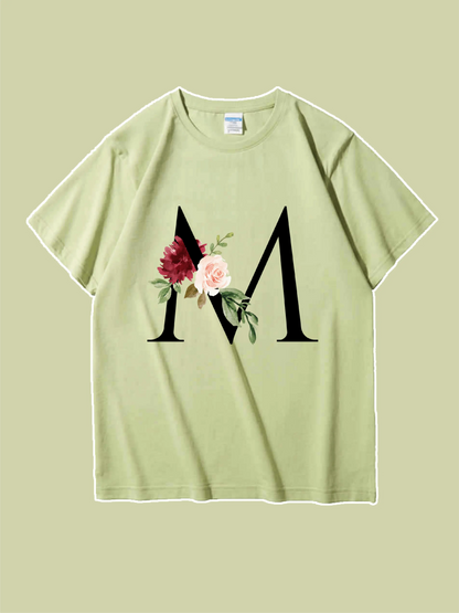 Letter and Floral Graphic Tee For Mom