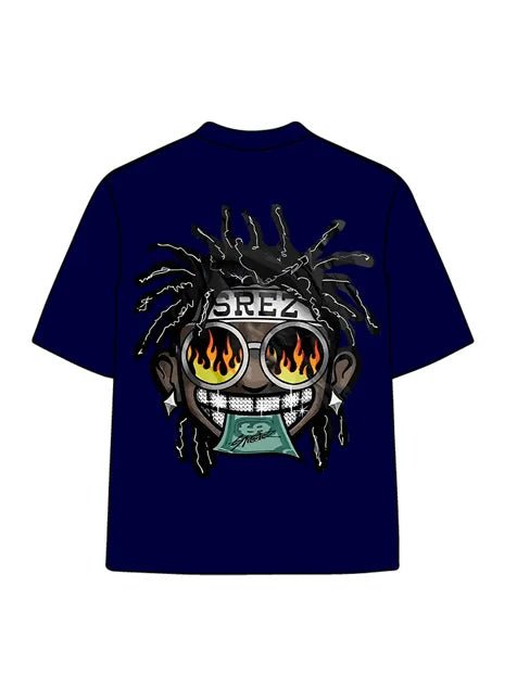 270g Cotton Hip-hop Dollar Printed Wash Old T-shirt