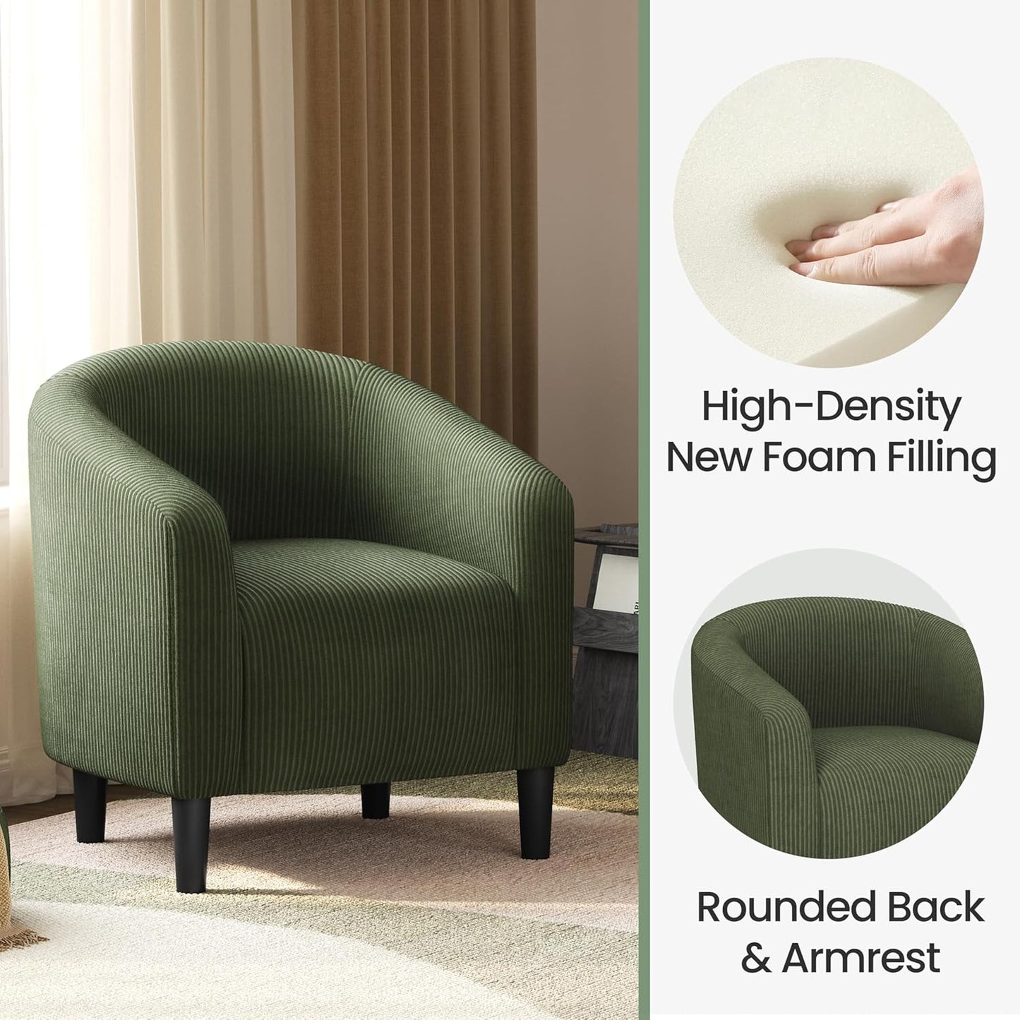 Yaheetech Accent Barrel Chair Boucle Fabric Club Chair