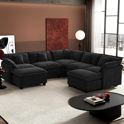 146" U-Shaped Modern Sofa Modular Sectional Cloud Couch
