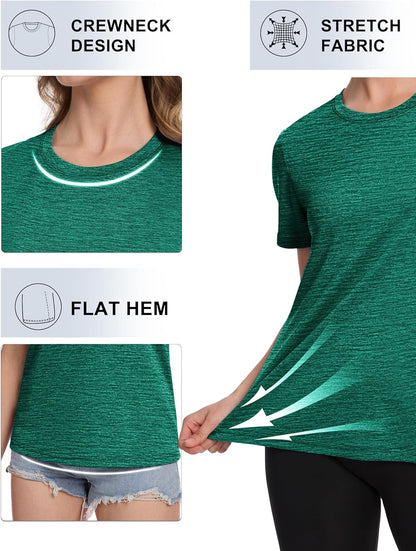 Women's Short Sleeve T Shirts UPF 50+ Sun Protection Athletic Running Workout Tee Tops