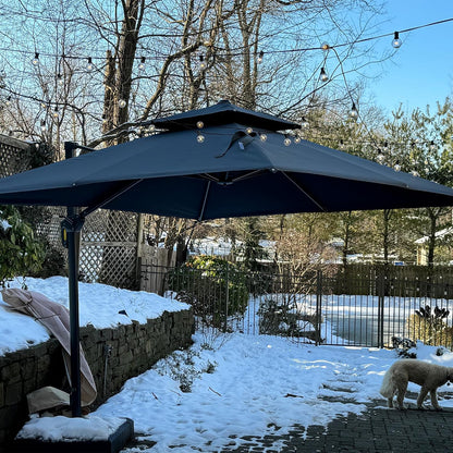 12ft Patio Umbrella with Base Large Outdoor Square Umbrella