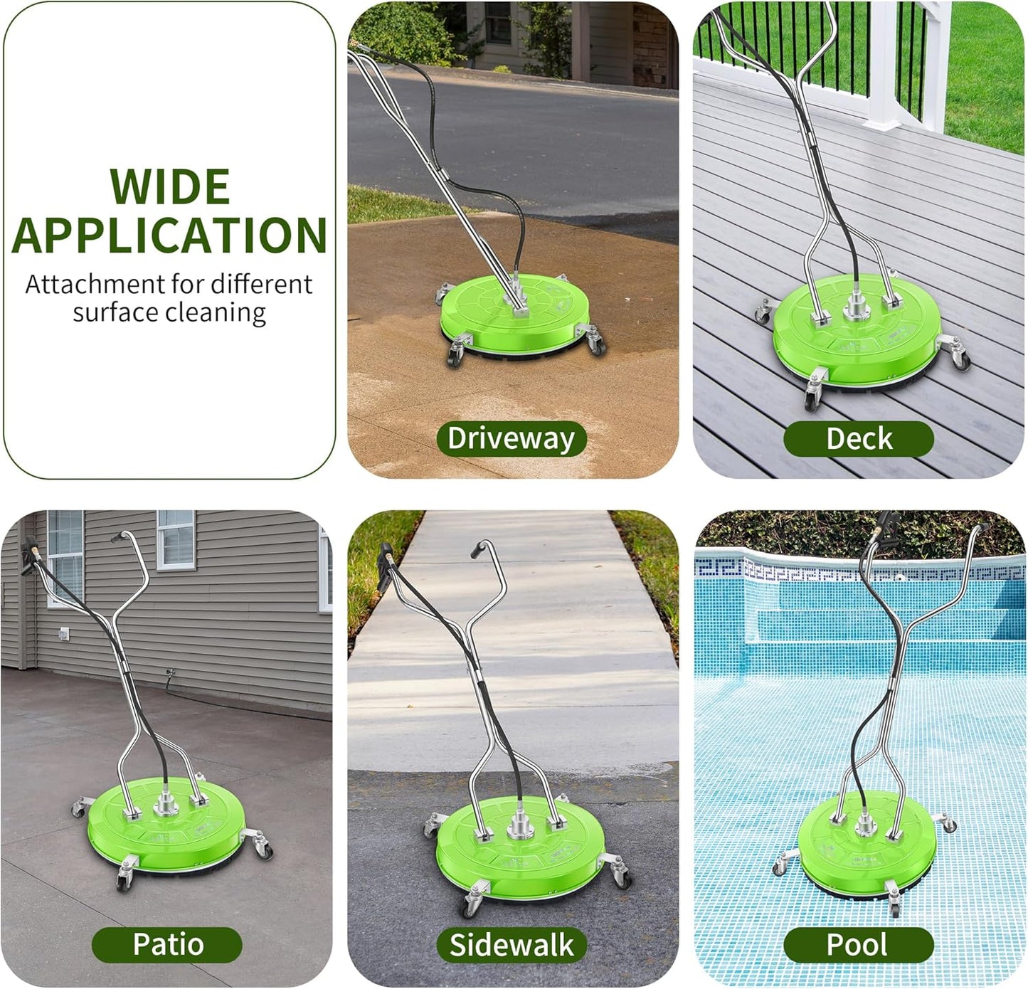 14" Pressure Washer Surface Cleaner with 4 Wheels
