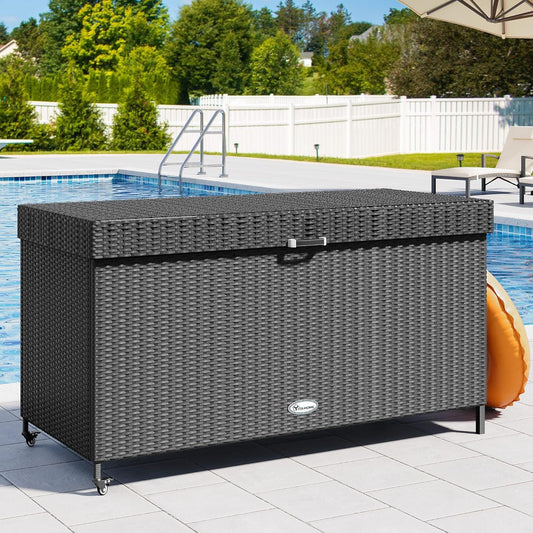 230 Gallon Deck Box XXL Wicker Outdoor Storage Box