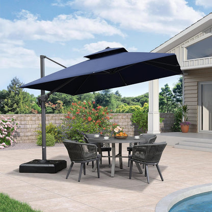 12ft Patio Umbrella with Base Large Outdoor Square Umbrella