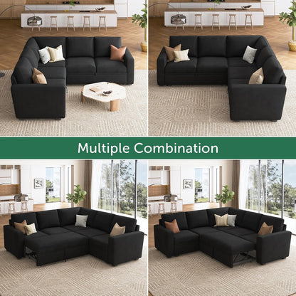 Modular L-Shaped Sleeper Sofa with Pull-Out Bed and Storage