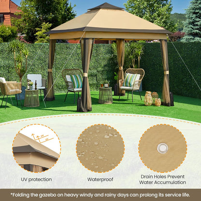11x11 Pop Up Gazebo Canopy Tent with Mesh Netting and Sandbags
