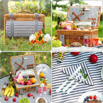 19Pcs Picnic Basket for 2 with Blanket