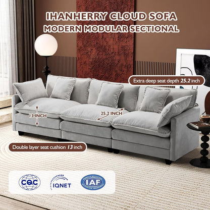 146" U-Shaped Modern Sofa Modular Sectional Cloud Couch