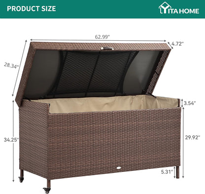 230 Gallon Deck Box XXL Wicker Outdoor Storage Box