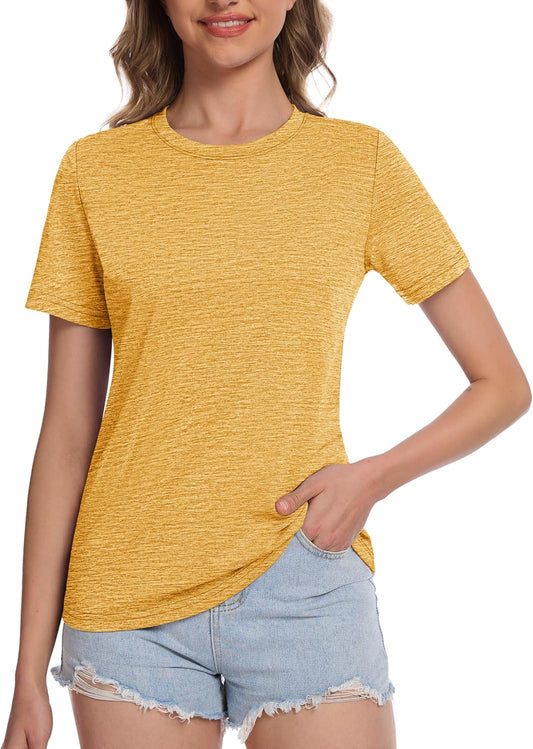 Women's Short Sleeve T Shirts UPF 50+ Sun Protection Athletic Running Workout Tee Tops