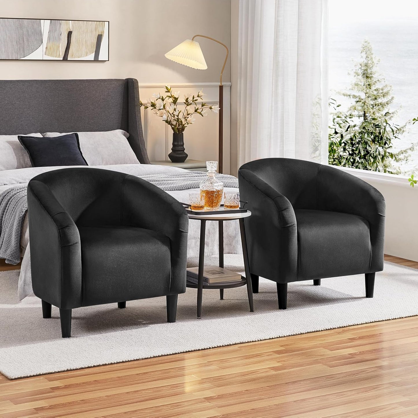 Yaheetech Accent Barrel Chair Boucle Fabric Club Chair